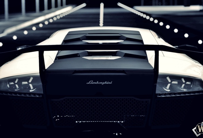 Авто, ламборджини, Lamborghini, черно-белое