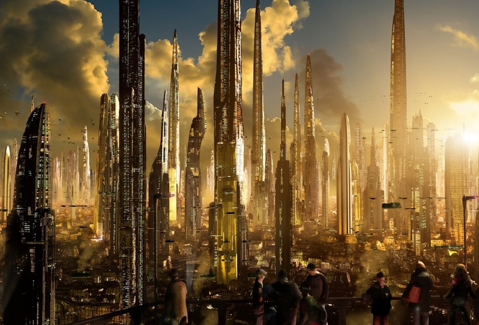 sci-fi, rich35211, ships, Matte future city, sunset, towers, scott richard