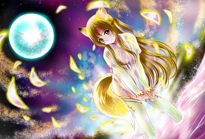 ночь, sword art online, луна, aka kitsune, Арт, девушка, аниме, yuuki asuna