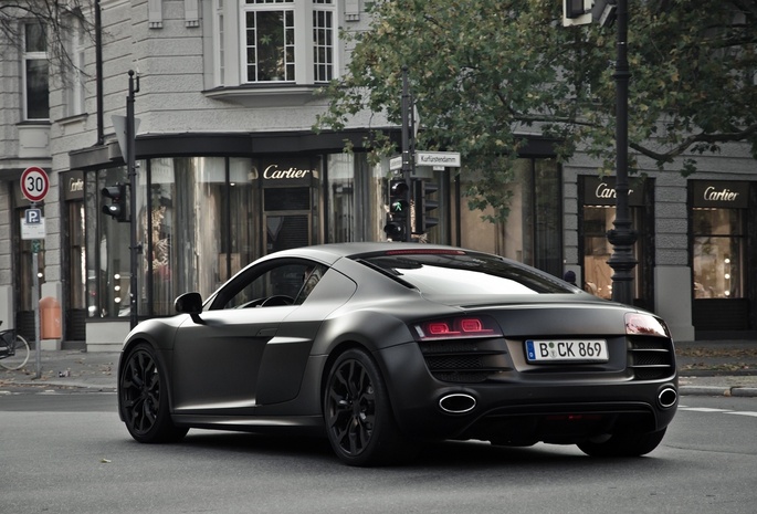 Audi, r8, v10, matte black