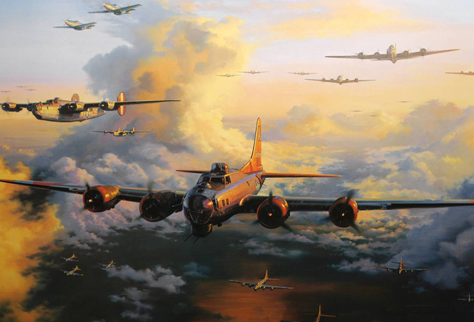 Boeing b-17 flying fortress, бомбардировщики, летающая крепость
