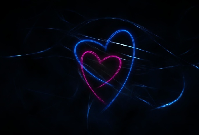 dark, background, hearts, abstraction, lines, Black, blue, pink