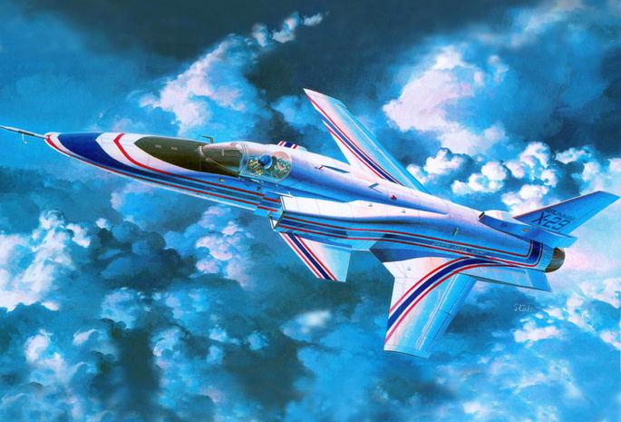 самолёт, небо, grumman, с, обратной, x-29, американский, Арт