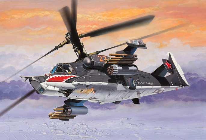 ка-50, Арт, советский, вертолет, черная акула