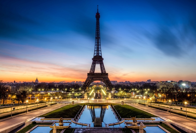 la tour eiffel, эйфелева башня, вечер, париж, франция, Paris, france