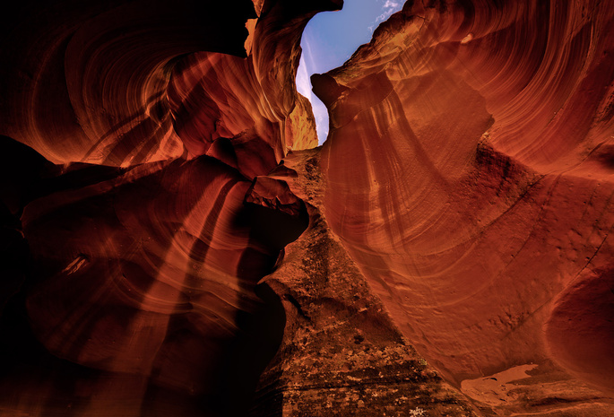 текстура, скалы, небо, пещера, Природа, antelope canyon, каньон