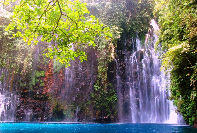водопад, лес, озеро, фото