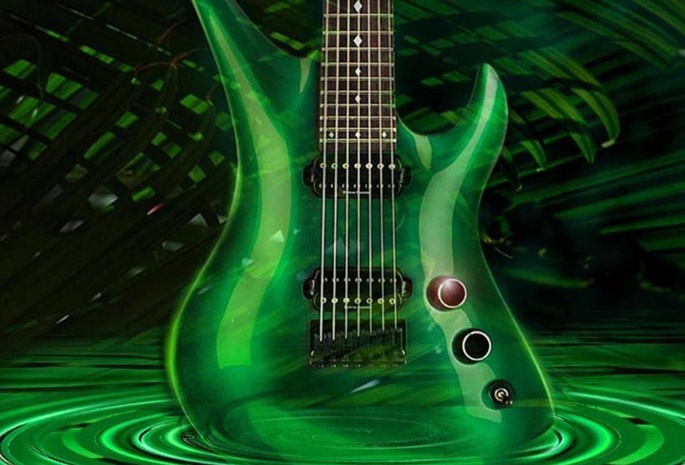 гитара, зеленые, фотошоп