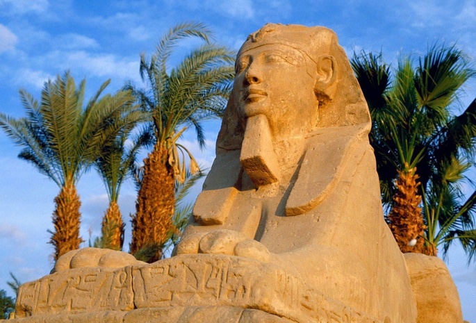 Египет, пирамида, сфинкс, пустыня, пальма