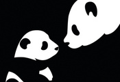 ребёнок, Чёрно-белое, панда, мама