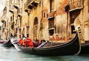 канал, болконы, гондолы, здания, венеция, архитектура, окна, италия, Venice