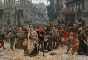площадь, Картина, 1889, средневековье, толпа