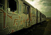 граффити, электричка, graffiti, поезд, пустырь, Вагон, заброшенный