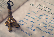 париж, язык, почерк, статуэтка, ручка, франция, надпись, Eiffel, страна, пи ...