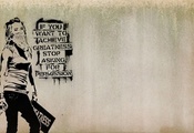 граффити, мнение, сопротивление, свобода, повязка, маска, Девушка