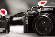 объектив, серый фон, Макро, черно-белые, фотоаппарат, чувство, любовь, серд ...
