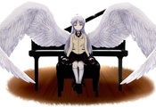 пианино, Angel beats!, крылья, ангельские ритмы
