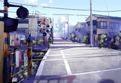 railways, Japan town, переезд, япония, город, железнодорожный