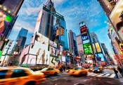 такси, new york, Times square, город, люди