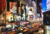 огни, вечер, движение, new york, Город, city, улица огни, вечер, движение, new york, Город, city, улица