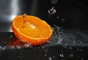 апельсин, Orange, вода, брызги, water, капли, макро
