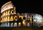 рим, ночь, колизей, Италия