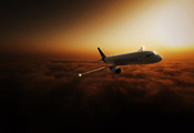 самолёт, полёт, небо, Пассажирский, облака