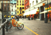размытый фон, tilt-shift, blur, велосипед, стоянка велосипедов, улица, Горо ...
