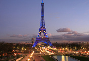 paris, париж, город, france, франция, огни, Эйфелева башня