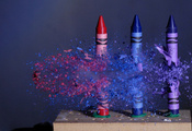 карандаши, пуля, мелки, осколки, Цветные, полёт