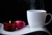 свеча, роуз, Цветы, кофе