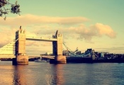 город, мост, тауэрский мост, Лондон, великобритания