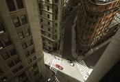 New york city, дома, jaguar e-type, перекресток, нью йорк, ягуар