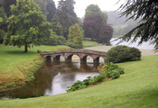 стурхед, река, Англия, пейзажный парк, stourhead, мост