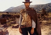 Clint eastwood, клинт иствуд, good, cemetery, actor, gun, wild west, coat,  ...