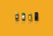 разных, фон, Жёлтый, такси, стран, машины