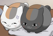 кошки, аниме-кошечки, чёрная, белая, Аниме, серая