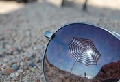 стекло, макро, пляж, отражение, Очки, зонт