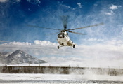 снег, лопасти, Ми-8, горы, вертолёт