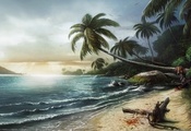 пальмы, Dead island, пейзаж, побережье, море