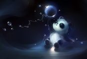 Панда, глаза, пузырь, малыш, рисунок