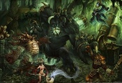 маги, Heroes of newerth, лес, трубы, чудовища, война