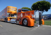 custom, truck, big rig, reliable, кабина, Peterbilt, оранжевый