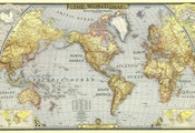 надписи, океаны, Карта мира, материки