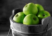 картинка, капли, яблоки, Фото, макро, зеленые, фрукты