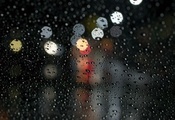 макро, дождь, Стекло, капли, вода, боке
