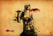 girl, тесак, девушка, Zombie, кровь