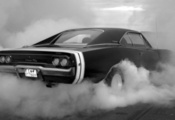 дым, Dodge charger rt, шины, фары, кузов, полосы, багажник