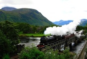 поезд, горы, Hogwarts express, река