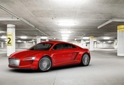 концепт-кар, красный, е-tron, гараж, Audi